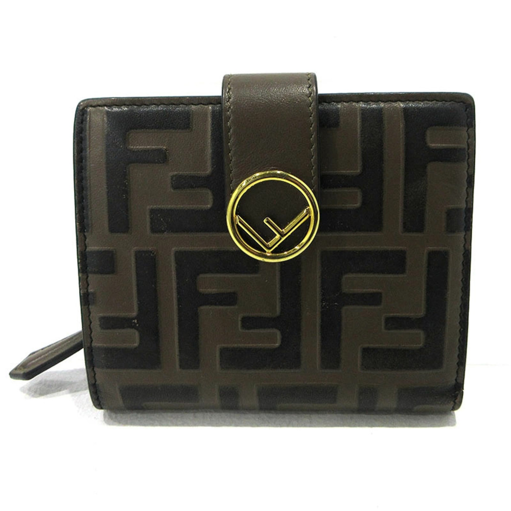 Fendi F Bi fold Wallet Brown